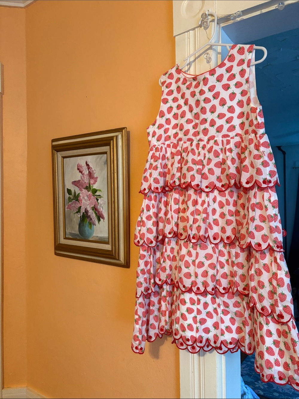 Mini Boden Dress with Red Strawberry Print